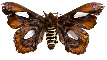 Brown Atlas Moth with wing spots © Ophelia