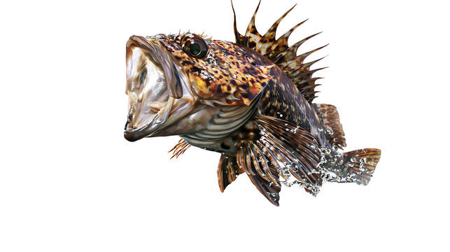 Scorpionfish with open mouth and spiky fins