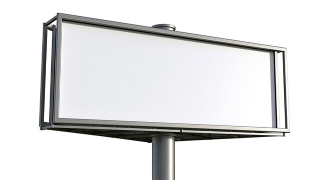 Large rectangular billboard with blank white display panel and metal frame