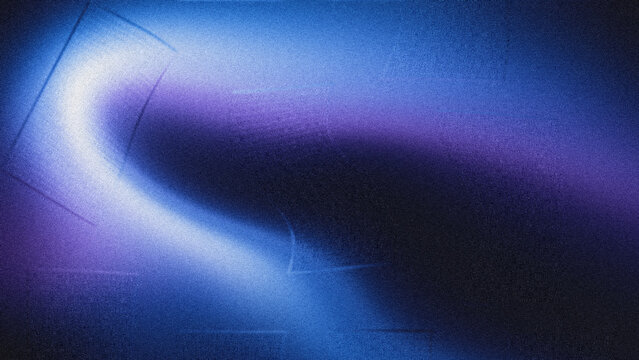 Deep azure and plum gradient, a luminous, smoothly curving light channel on a prominent speckled texture, ideal for sleek tech interfaces.