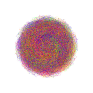 Colorful spherical wireframe pattern with intersecting lines
