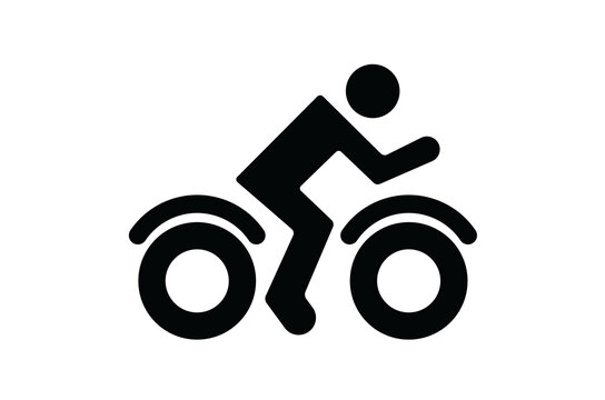 Cycling Biker Riding Bicycle Transportation Sport Solid Icon Vector