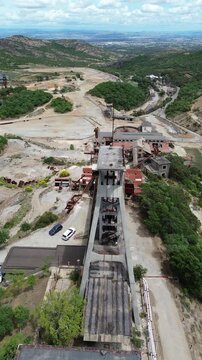 Old Mining Tower in Montevecchio Industrial Landscape Italy