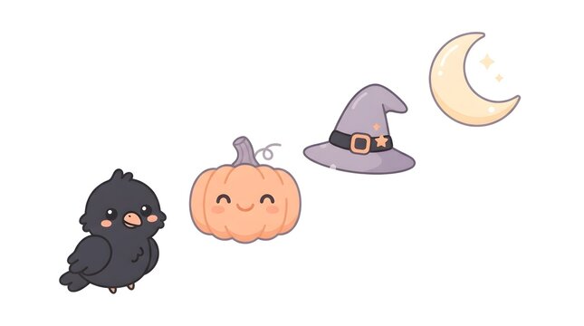 Flat vector icon set Halloween