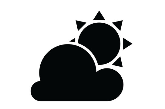 Sun Behind Cloud Partly Cloudy Weather Forecast Solid Icon Vector