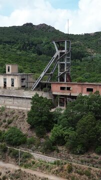 Old Mining Tower in Montevecchio Industrial Landscape Italy