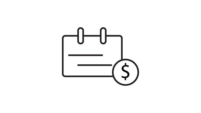 Financial calendar icon showing payment deadline date with dollar sign symbol vector art.