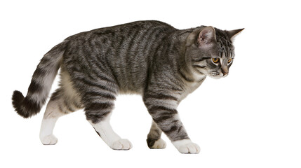 Tabby cat with white paws walking © Sylas