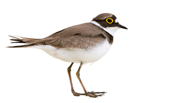 Little Ringed Plover bird with yellow eye and white collar
