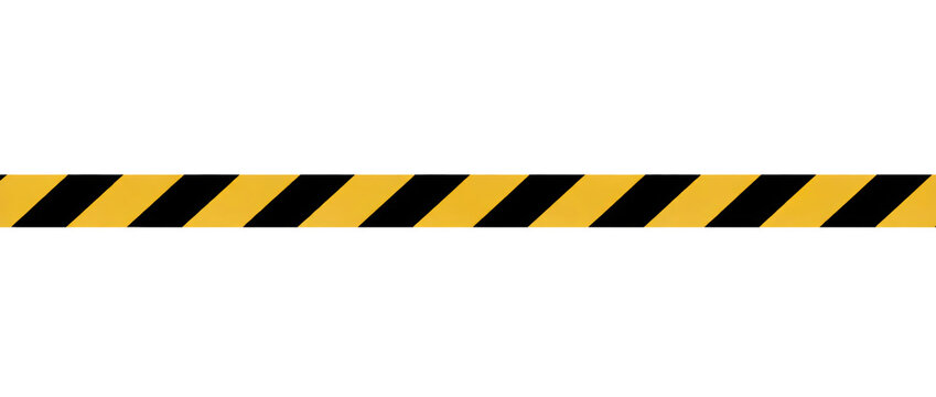 Black and yellow caution tape isolated on transparent background