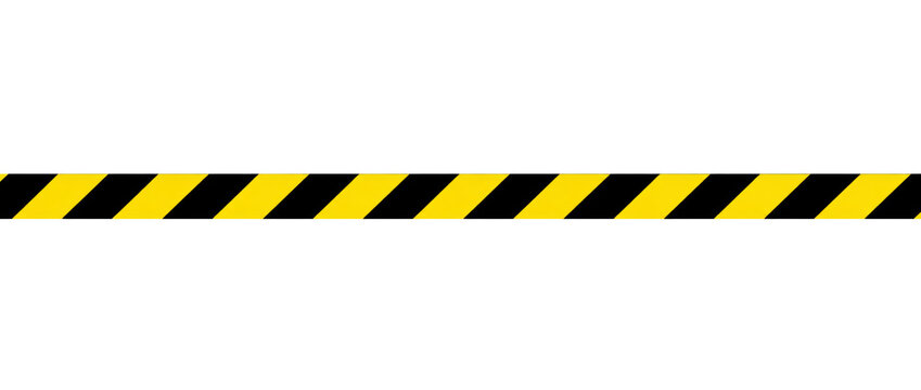 Black and yellow caution tape isolated on transparent background
