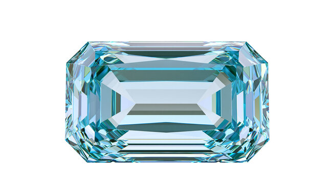Emerald cut aquamarine gemstone with brilliant facets