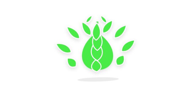 Green Eco Leaf Logo Icon with Smooth Curves and Natural Shape, Symbol of Environment, Nature, Ecology, Sustainability, Organic Products and Green Living, Flat Vector Illustration on White Background