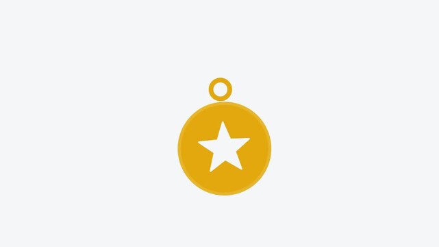Gold Star Medal Award Icon Animation with Shiny Surface and Rotating Motion, Symbol of Victory, Achievement, Honor, Excellence, Reward and Recognition in Competitions and Success