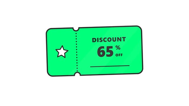 Green Hand Drawn Discount Coupon Animation with Changing Percentage Values and Decorative Shape, Suitable for Promotions, Special Offers, Savings and Marketing Campaigns in Sketch Style