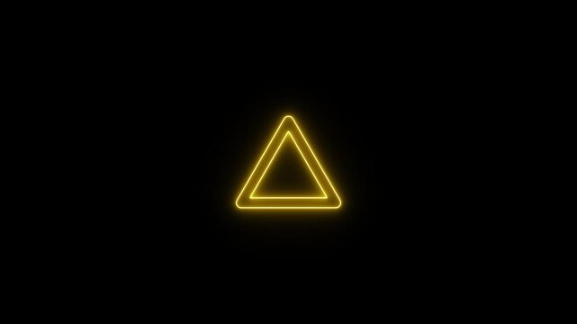 Bright Yellow Neon Triangle Outline On A Dark Background glowing