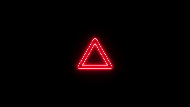 Bright Red Neon Triangle Outline On A Dark Background glowing
