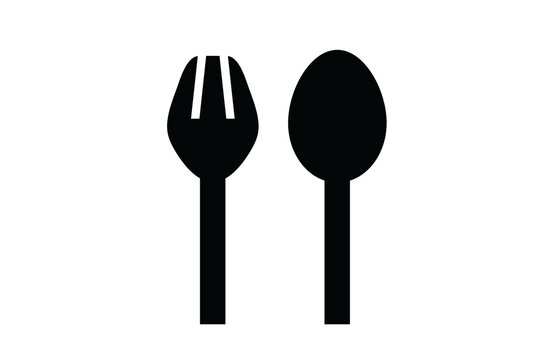 Fork and Spoon Cutlery Restaurant Dining Vector Silhouette Icon