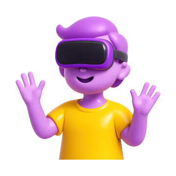 PNG Colorful 3D character with VR.