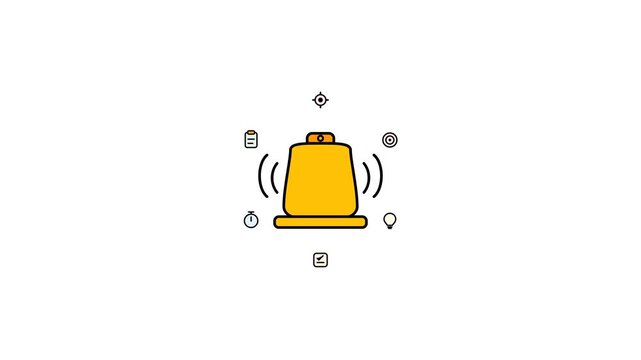Animated Gold Notification Bell with Ringing Motion and Service Symbols