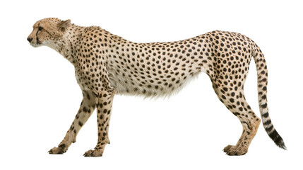 Cheetah standing profile view with spotted fur © Rowan