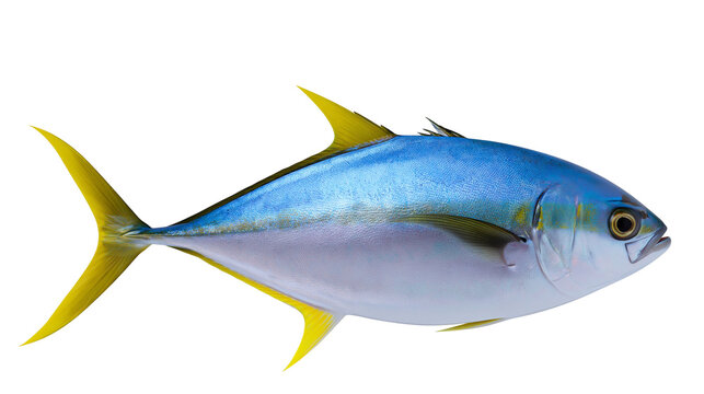 Yellowtail fish with blue and silver body