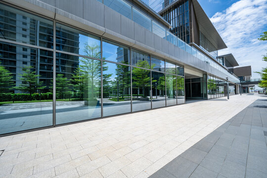 Vacant retail units in the commercial center of Cuiheng New Area, Zhongshan City, China.