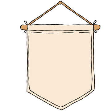 Blank Hanging Fabric Pennant Banner Hand Drawn Classroom Wall Decor Illustration