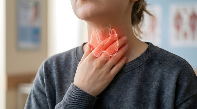 Woman Suffering from Sore Throat Pain