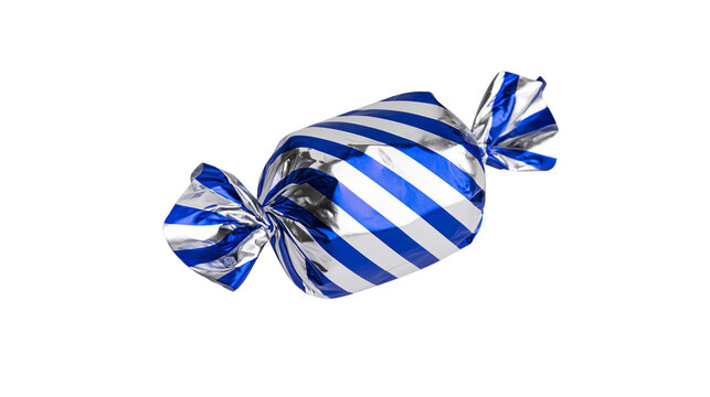 Blue and silver striped candy wrapper