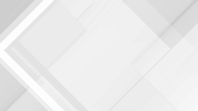 Abstract white geometric shapes moving in subtle 2d motion pattern on clean minimal light background loop.
