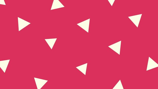 Abstract white triangles floating over red background creates minimalist motion graphic for video project.