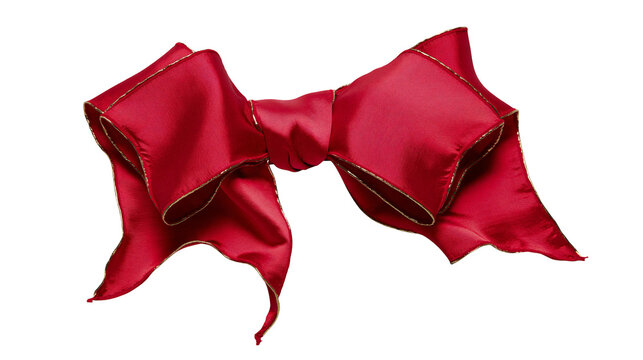 Red satin bow with gold trim