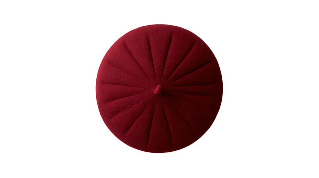 Deep red felt beret hat with segmented crown