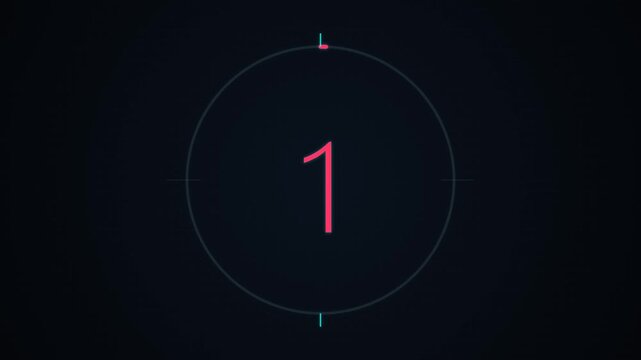 A digital countdown timer displays the number '1' within a circular frame, set against a dark, textured background