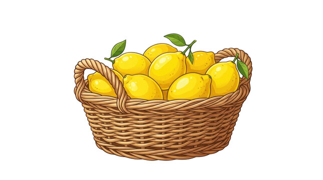 Basket filled with ripe yellow lemons