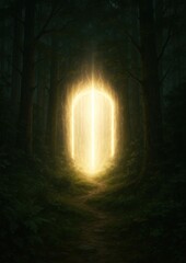 Obraz premium Mystical glowing portal in forest