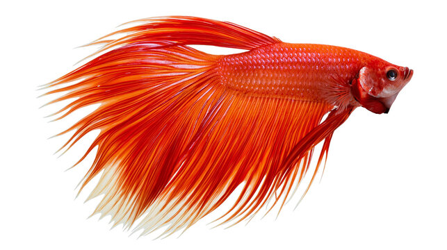 Orange Betta Fish with Flowing Fins