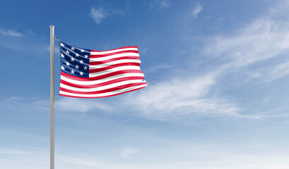 Obraz premium United States national flag waving in the sky.