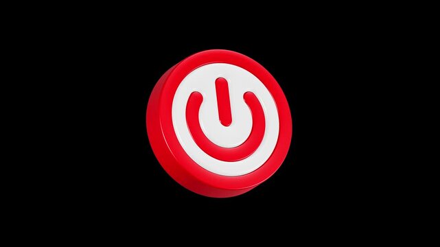 Motion 3D rendered graphic of a red and white power button icon