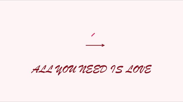 All you need is love typography animation, romantic handwritten script text motion for wedding and valentine&rsquo;s day projects 4k