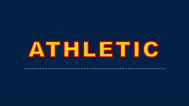Athletic typography motion bold yellow text on navy blue animation 4k background