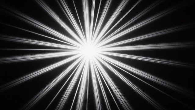 Eight-ray radial star burst on black, shining photo overlay effect
