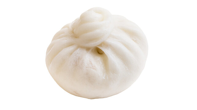 Steamed white bao bun with folded top