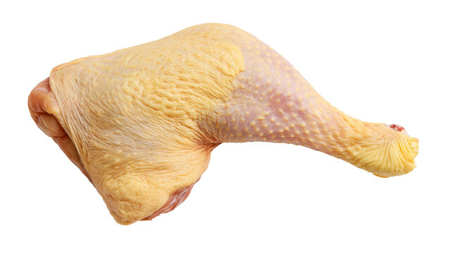Raw chicken leg quarter with skin