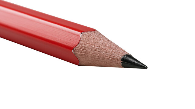 Red sharpened pencil with graphite tip