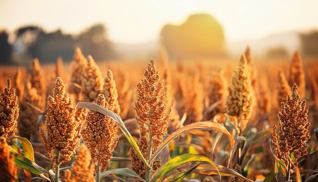 Selective Soft Focus Of Sorghum Field In Sun Light