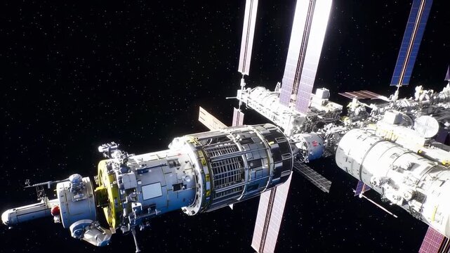 Spectacular View of International Space Station Orbiting Earth in Deep Space
