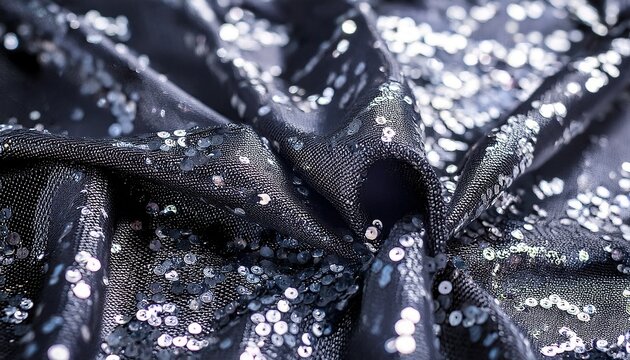 The Background Of The Fabric Is Decorated With A Scattering Of Silver Sequins Creating An Abstract Shimmer