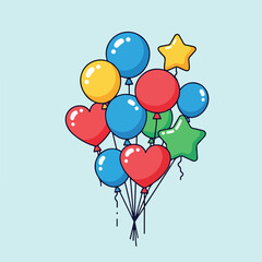 Obraz premium Colorful balloons floating in a joyful cluster arrangement.